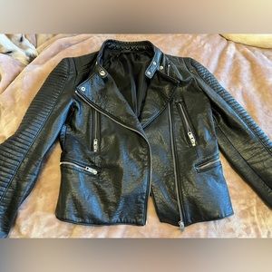 Zara Black Leather Jacket Size Small
